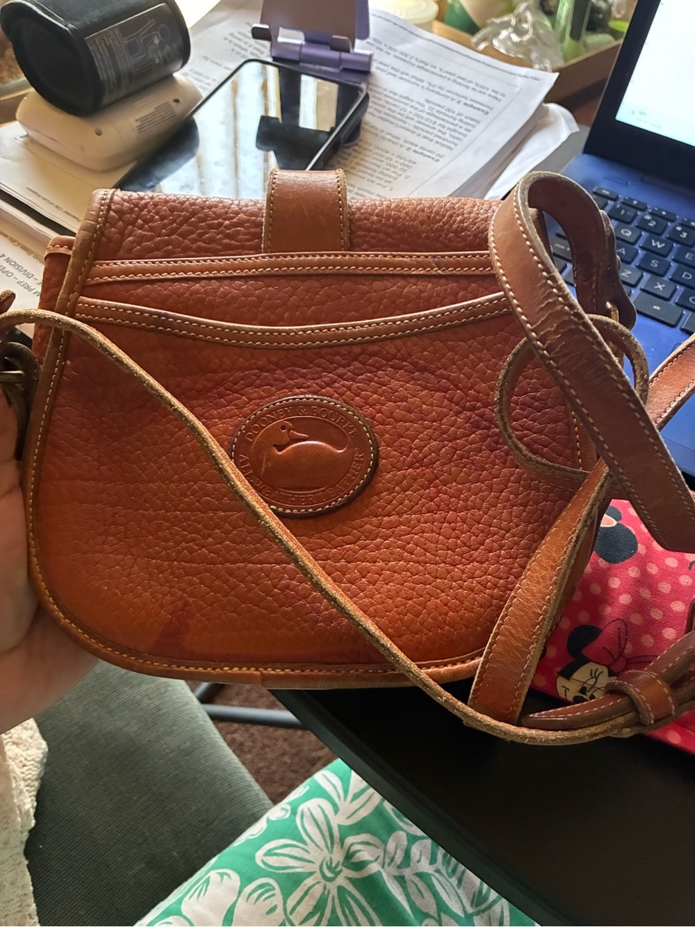 Dooney & Bourke Brown Pebbled Leather Crossbody Bag